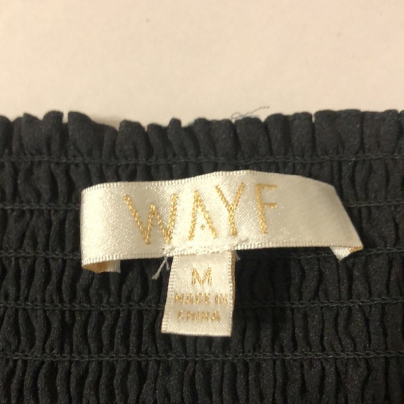 WAYF Floral Blue Cinched Hi-Low Fitted Sheer Puff Long Sleeve Dress size Medium - Picture 11 of 13